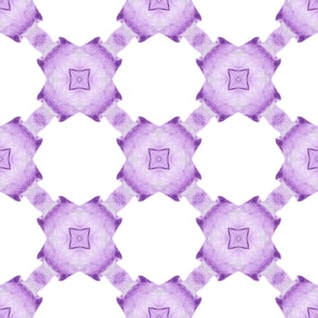 Ethnic hand painted pattern. Purple lovely boho chic summer design. Watercolor summer ethnic border pattern. Textile ready astonishing print, swimwear fabric, wallpaper, wrapping.