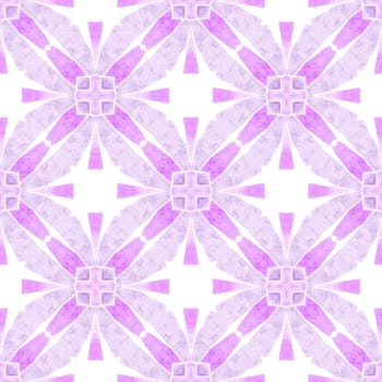 Green geometric chevron watercolor border. Purple memorable boho chic summer design. Textile ready nice print, swimwear fabric, wallpaper, wrapping. Chevron watercolor pattern.