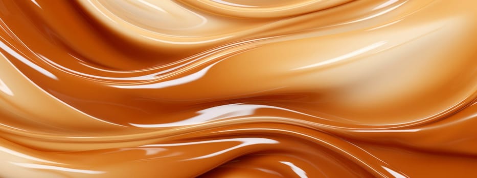 Liquid salted caramel syrup. Background of caramel paste. Texture Close up, top view