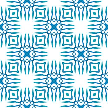 Watercolor medallion seamless border. Blue nice boho chic summer design. Textile ready immaculate print, swimwear fabric, wallpaper, wrapping. Medallion seamless pattern.
