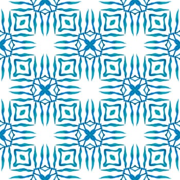 Watercolor medallion seamless border. Blue nice boho chic summer design. Textile ready immaculate print, swimwear fabric, wallpaper, wrapping. Medallion seamless pattern.