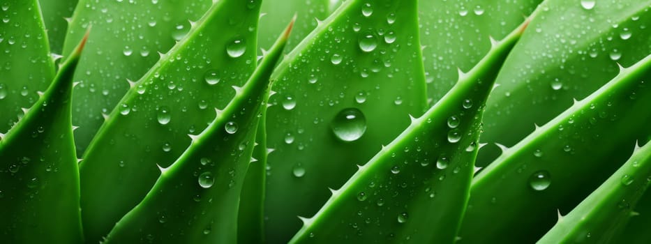 Fresh aloe vera leaves with dewdrops texture background