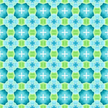 Textile ready fine print, swimwear fabric, wallpaper, wrapping. Green bewitching boho chic summer design. Watercolor medallion seamless border. Medallion seamless pattern.