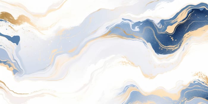 Abstract gold and blue alcohol ink technique background. Luxury fluid art watercolor painting