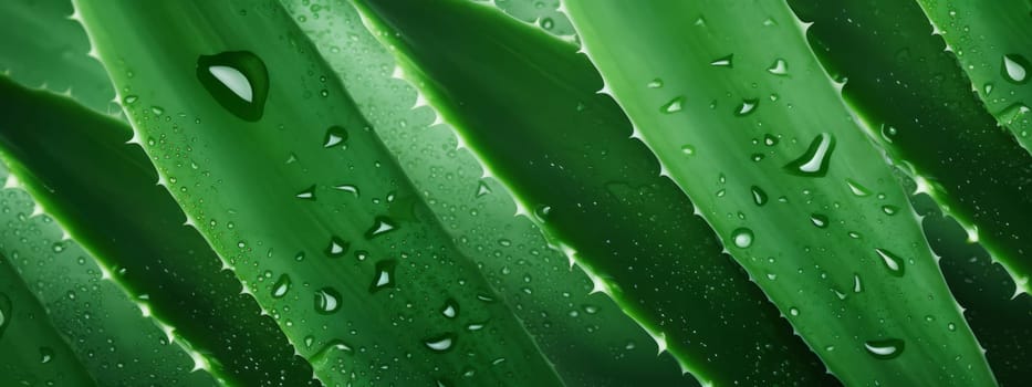 Fresh aloe vera leaves with dewdrops texture background