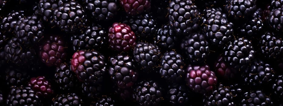 Close up of freshly picked blackberries texture background