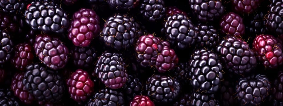 Close up of freshly picked blackberries texture background