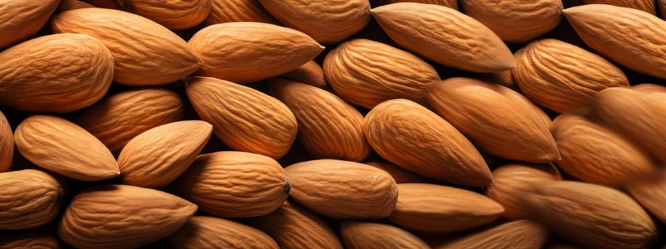 Background of big raw peeled almonds seamless texture