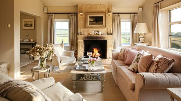 Cotswolds cottage style sitting room, living room interior design and country house home decor, sofa and lounge furniture, English countryside style