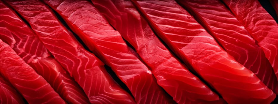 Sliced bluefin tuna raw meat texture background, close-up