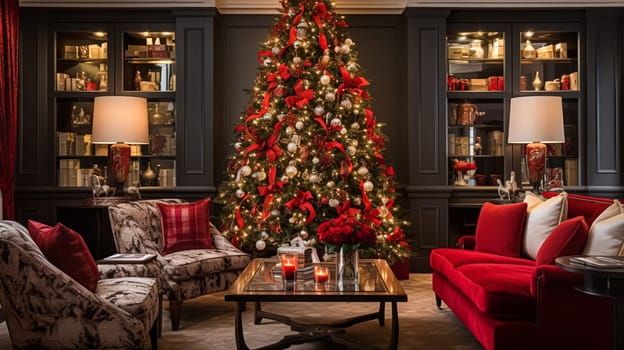 Christmas at the manor, English countryside decoration and festive interior decor