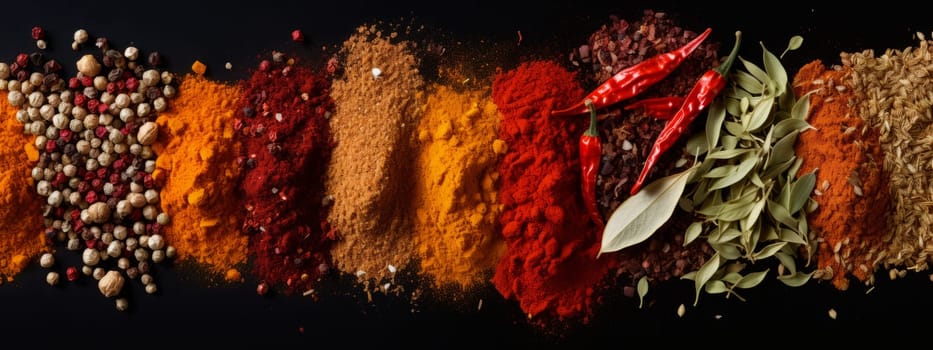Indian spices background. Seasonings texture for web design, advertisement