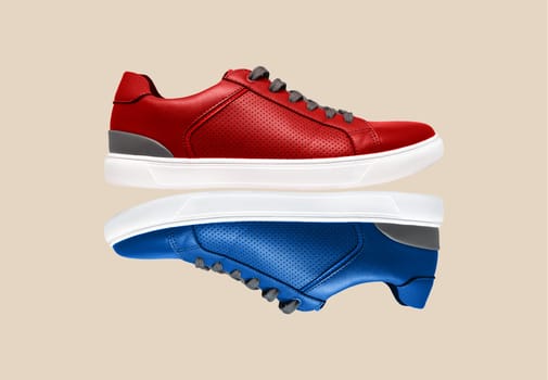 red and blue sneakers. modern shoes isolated