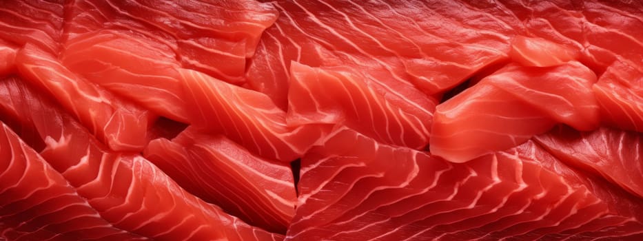 Sliced bluefin tuna raw meat texture background, close-up