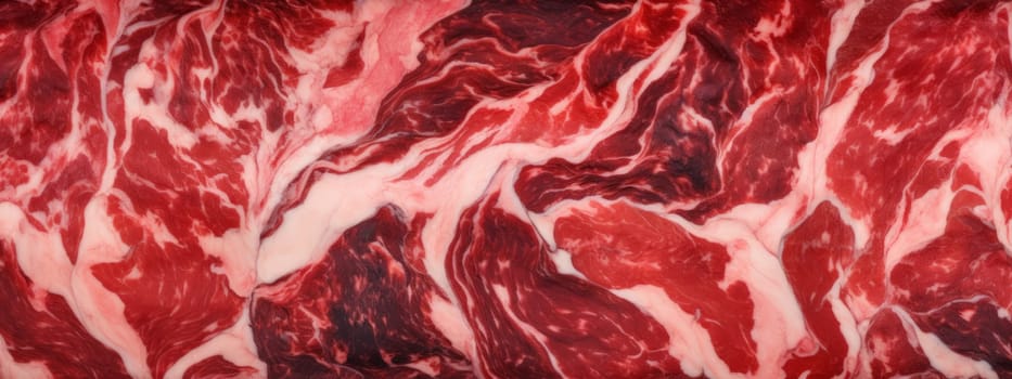 Fresh realistic red meat steak texture. 3d raw meat background. Cow cut steak pattern