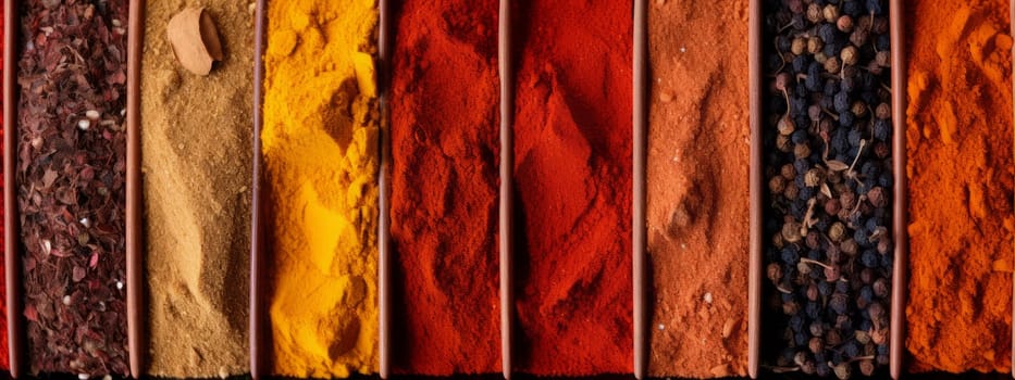 Indian spices background. Seasonings texture for web design, advertisement