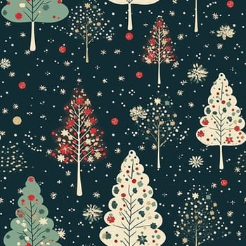 Christmas tree seamless pattern, tileable holiday country print for wallpaper, green wrapping paper, scrapbook, fabric and product design idea