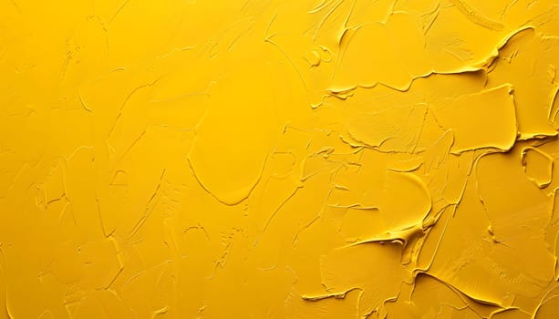 A close up of an amber yellow paint texture on a wall, resembling a rectangle pattern with tints of gold and shades of wood. The liquidlike appearance could be mistaken for water or metal