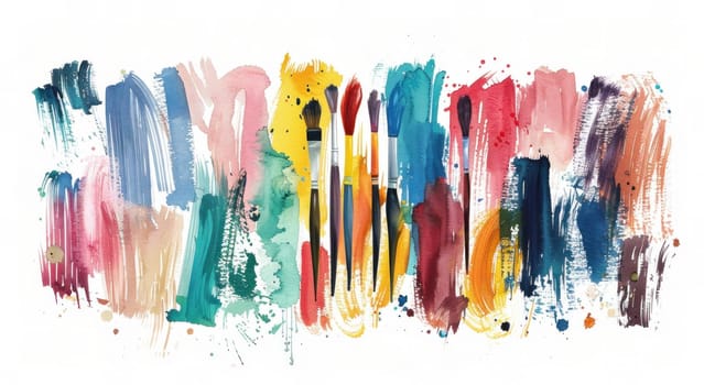 Abstract brush strokes artwork on white background, creative painting concept with colorful design for beauty and creativity inspiration