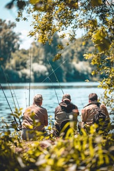 Fishermen catch fish while fishing. Selective focus. Nature.