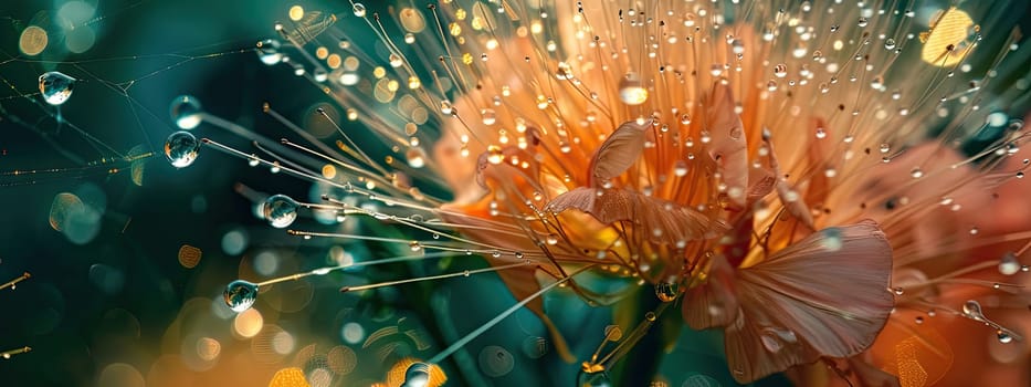 Close-up of a flower in drops of water. Selective focus. Nature.