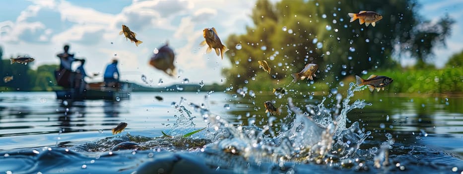 Fishermen catch fish while fishing. Selective focus. Nature.