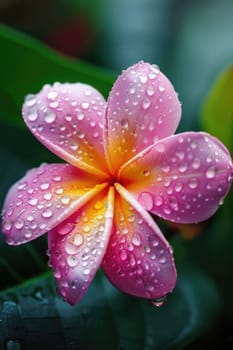 Close-up of a flower in drops of water. Selective focus. Nature.