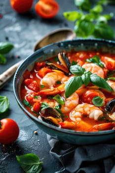 Tom yum soup with seafood. Selective focus. food.