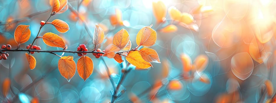 Tree branch with yellow leaves. Selective focus. Nature.