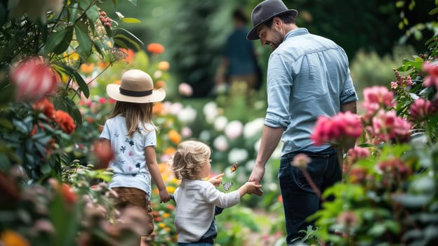 child in a greenhouse with butterflies. Selective focus. nature.