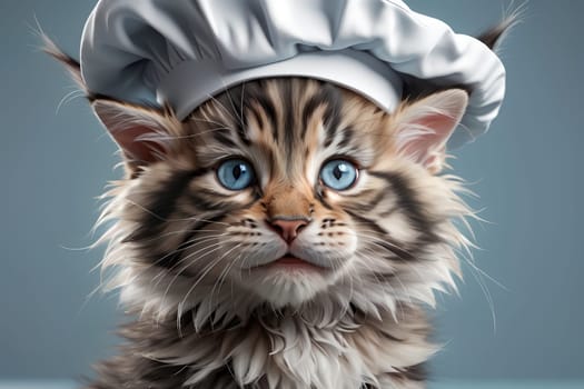 professional chef, cute cat in a chef's hat.