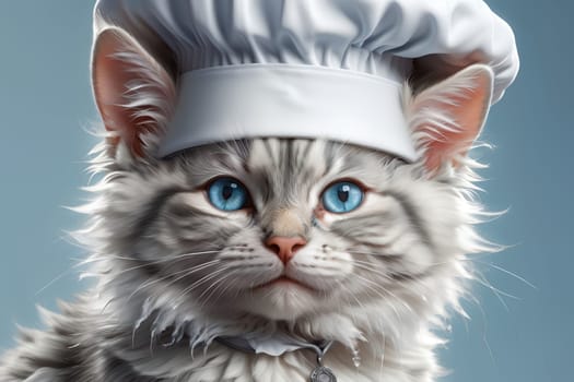 professional chef, cute cat in a chef's hat.