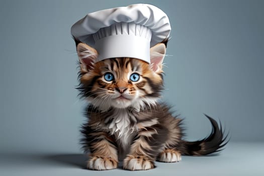 professional chef, cute cat in a chef's hat.
