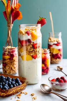The Summer Breakfast Parfait is a colorful and delicious layered breakfast served in a glass or Mason jar. It's a quick and easy breakfast. Generative AI
