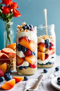 The Summer Breakfast Parfait is a colorful and delicious layered breakfast served in a glass or Mason jar. It's a quick and easy breakfast. Generative AI