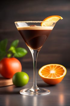 Cocktail Tini - Espresso Martini on the summer table in the restaurant. Generative AI