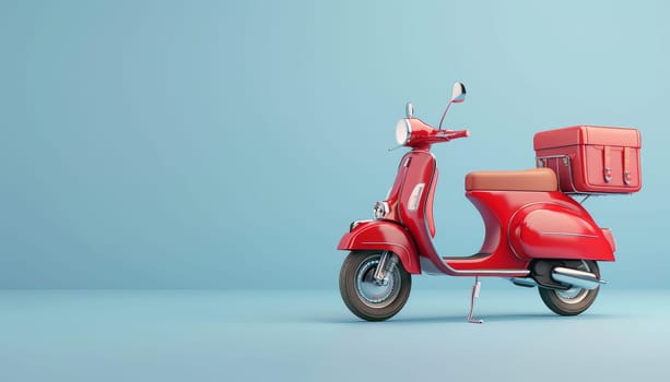 A red scooter with a black handlebar and a black seat by AI generated image.