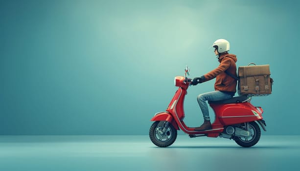 A red scooter with a black handlebar and a black seat by AI generated image.