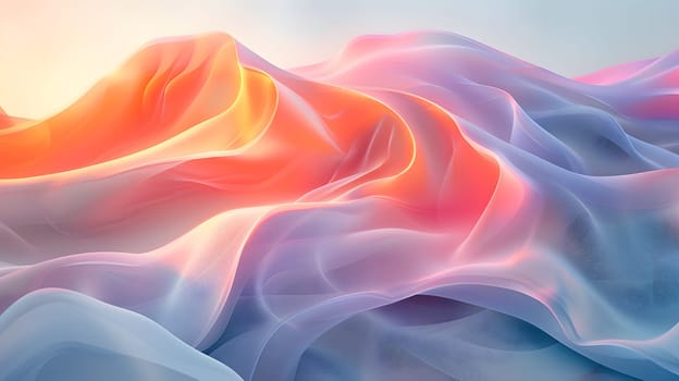 An artful close up of a colorful fabric with the vibrant hues of orange and purple resembling a sunset in the background, creating a stunning visual of natures geological phenomenon