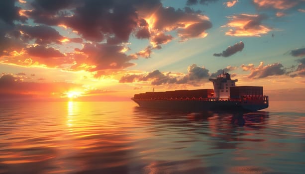 A large ship is sailing in the rain with a dark sky in the background by AI generated image.