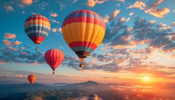 Three hot air balloons are flying in the sky by AI generated image.