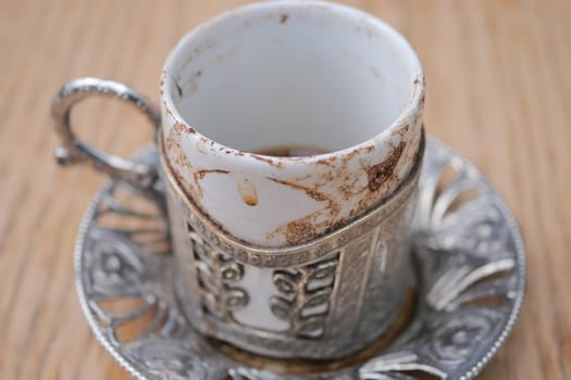 top view of empty coffee cup on table