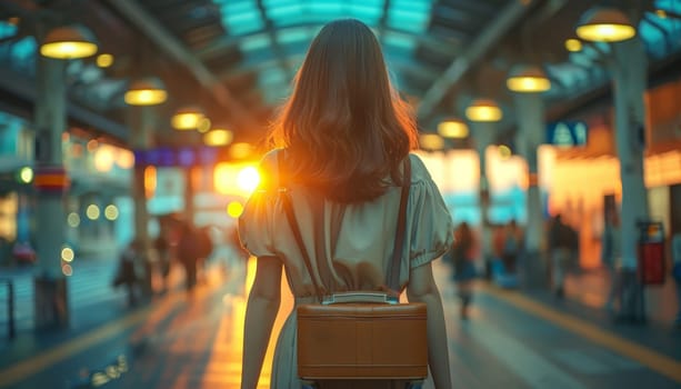 A woman wearing a brown dress by AI generated image.