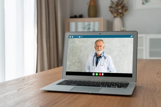 Doctor video call online by modish telemedicine software application for virtual meeting with patient