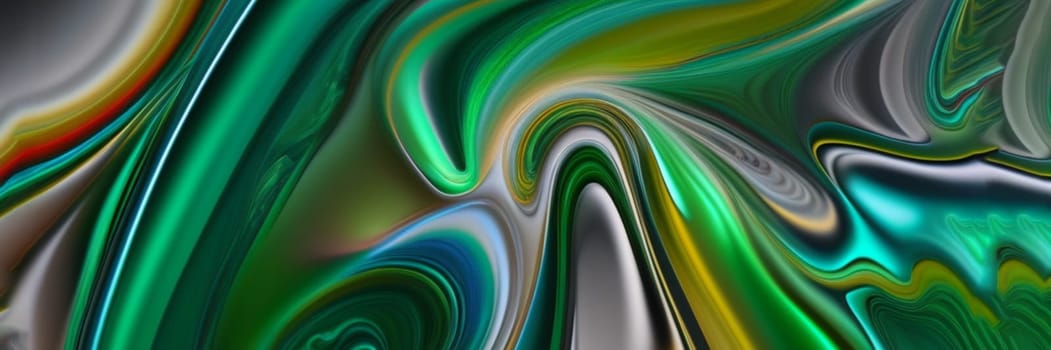 Spread-out acrylic paint. abstract background, made in the technique of fluid art. fashionable colorful background in green colors. Generative AI