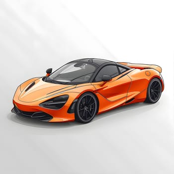 A sleek orange sports car with shiny wheels and tires is parked on a white surface. The vehicles automotive lighting and design make it stand out, along with its hood and mirrors