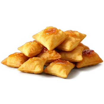 Kyrgyz borsok fried dough pieces stacked golden brown served with honey or jam Culinary and. close-up food, isolated on transparent background