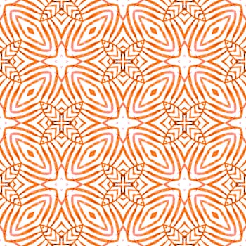 Summer exotic seamless border. Orange astonishing boho chic summer design. Exotic seamless pattern. Textile ready remarkable print, swimwear fabric, wallpaper, wrapping.