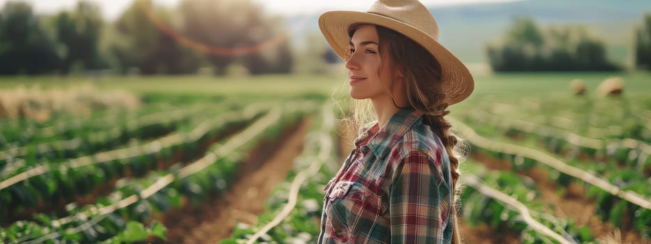 Woman farmer with vegetables in the field. Selective focus. Nature.