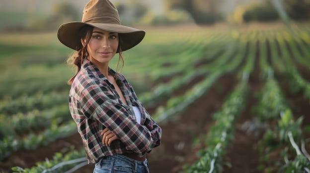 Woman farmer with vegetables in the field. Selective focus. Nature.